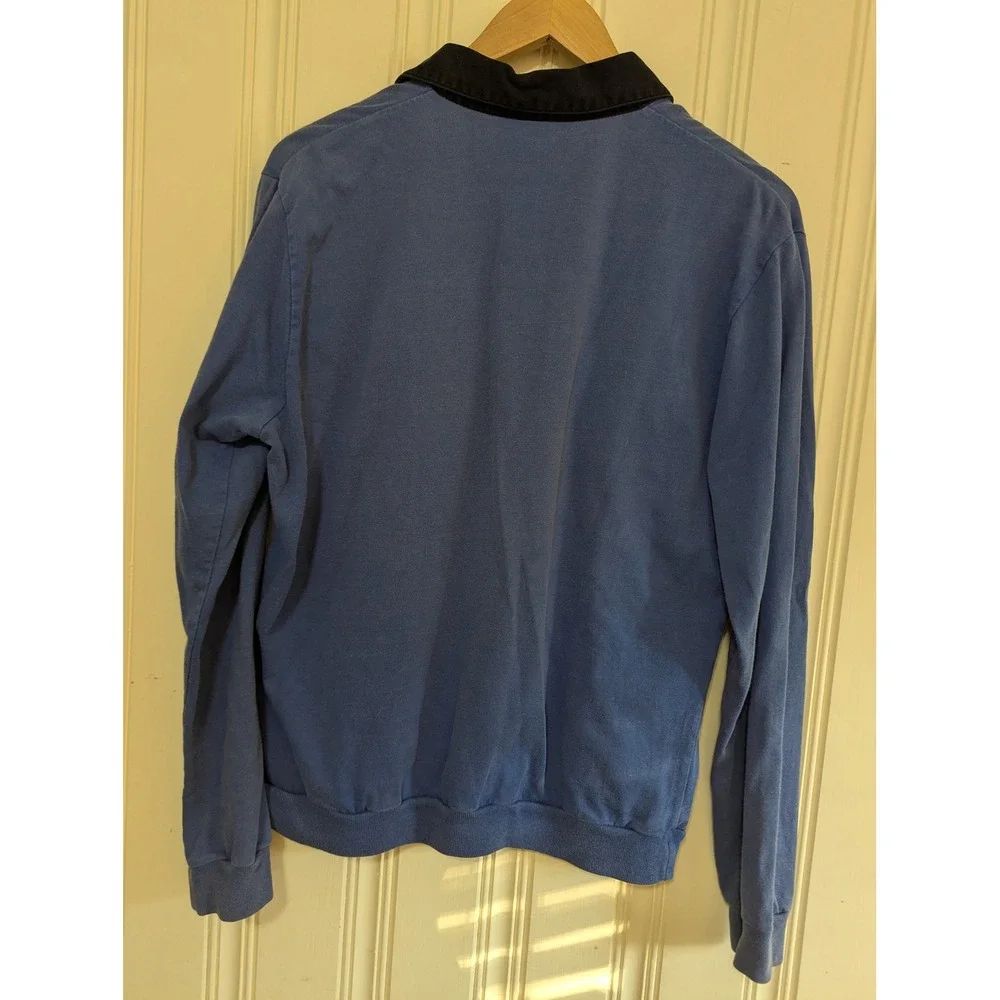 Levis Mens Vintage 90s YTK Rugby Pullover Sweatshirt Blue Black Preppy Retro